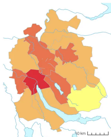 Map showing crime rate by district in Zurich