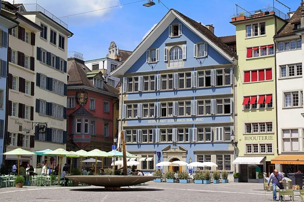 Zurich Old Town lane lined with historic houses