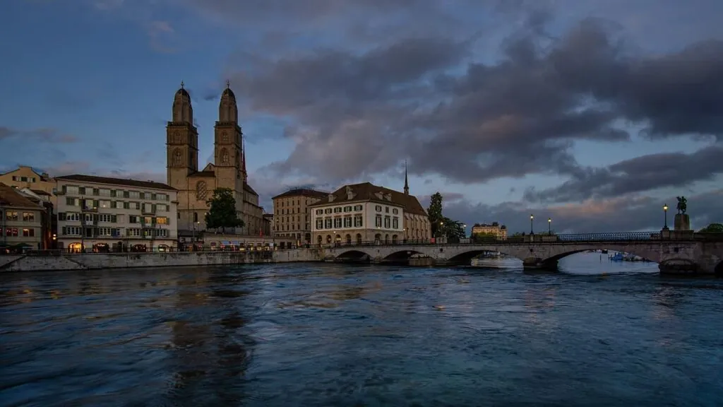 The twin towers of the Grossmünster church in Zurich