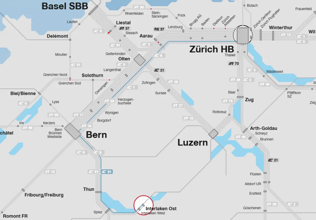 Train from Zurich to Interlaken
