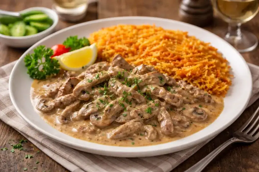 Zürcher Geschnetzeltes served with rösti