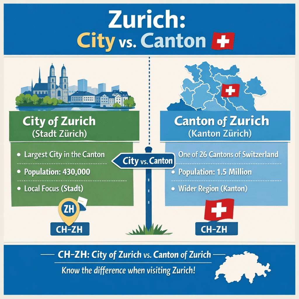 City vs Canton Zurich difference