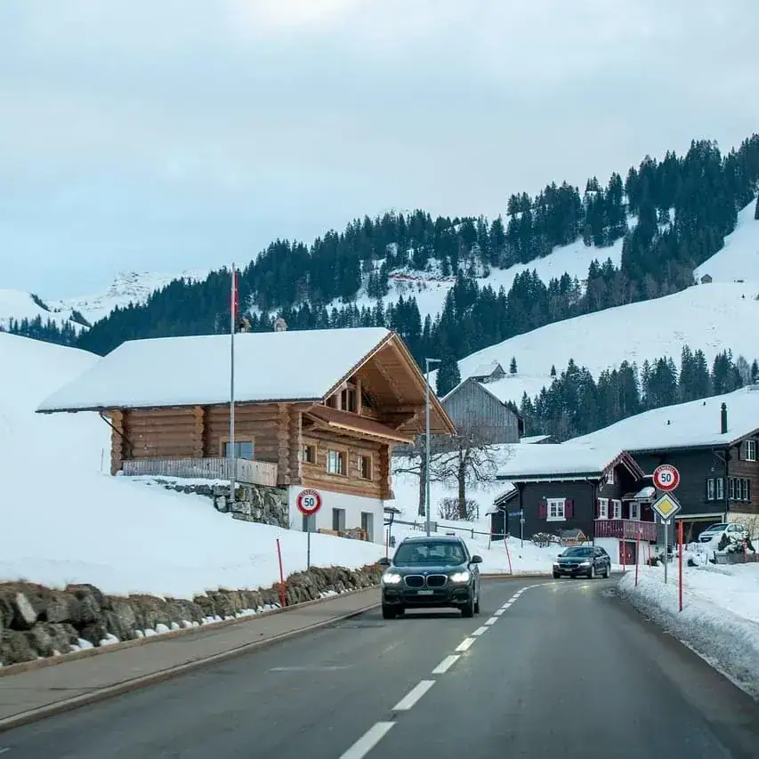 Mountain road on the drive from Zurich towards Mount Titlis